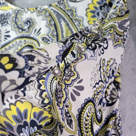 EST‎ 1946 Womens Plus Size 22W Paisley Top Short Sleeve Yellow Blue-Black Boho - Picture 5 of 12